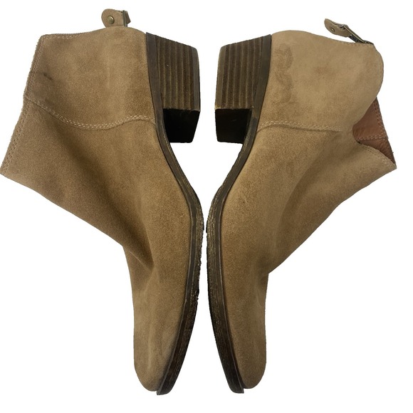Lucky Brand Womens Ankle Shoes 9.5 Bootie Brown Leather LP-BELVVA Zip Block Heel - Picture 12 of 14